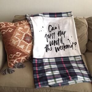 Weekend blanket / throw  EUC blue, red & white